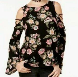 Hippie Rose cold shoulder, bell sleeve blouse